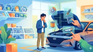 Современная иллюстрация бюджетных запчастей для автомобилей Hyundai в минималистичном стиле для статьи блога